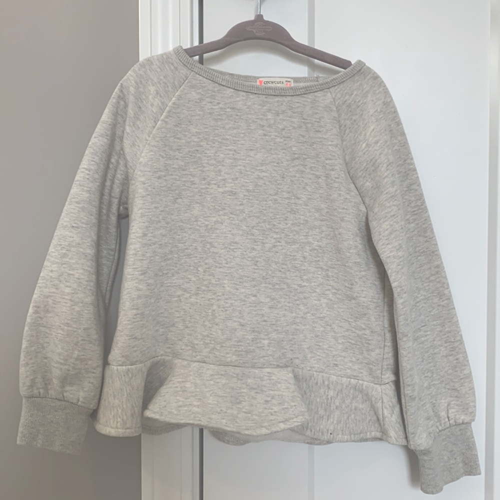 Jcrew Crewcuts Heather Grey ruffle sweatshirt. Size 4-5